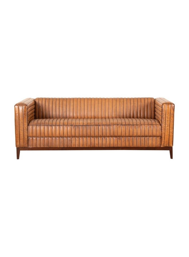 Micasa Elegant and Modern Design 3-Seater Top Grain Leather Sofa Brown 69 x 195 x 80 cm NC0502 - Image 1