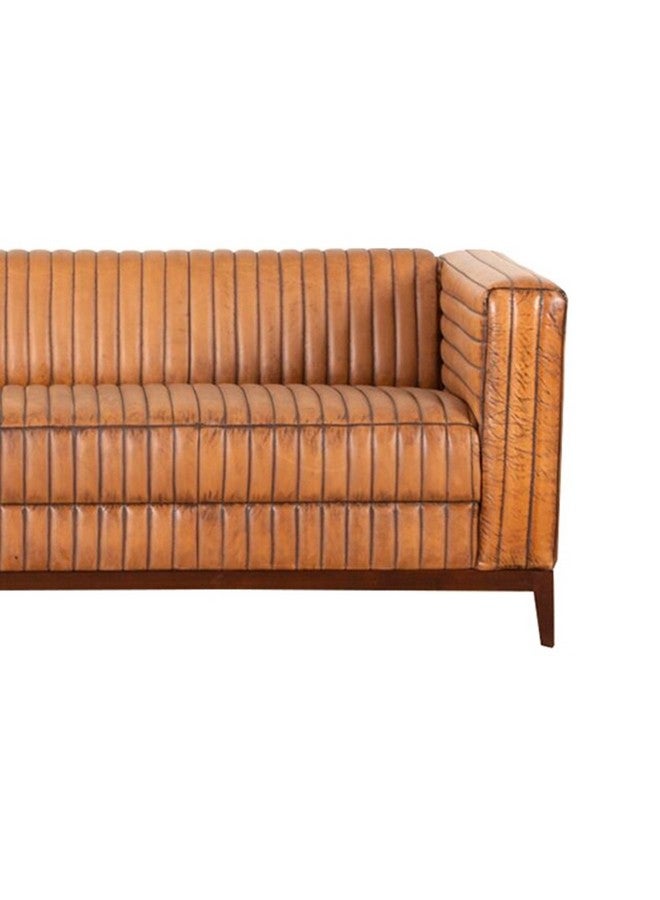 Micasa Elegant and Modern Design 3-Seater Top Grain Leather Sofa Brown 69 x 195 x 80 cm NC0502 - Image 3