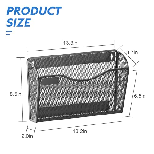 samstar 6 Pack Magnetic File Holder, Mesh Wall File Organizer File Pocket Mail Organizer Paper Folder Holder for Office/Home, No Drilling(Magnetic) - Image 2