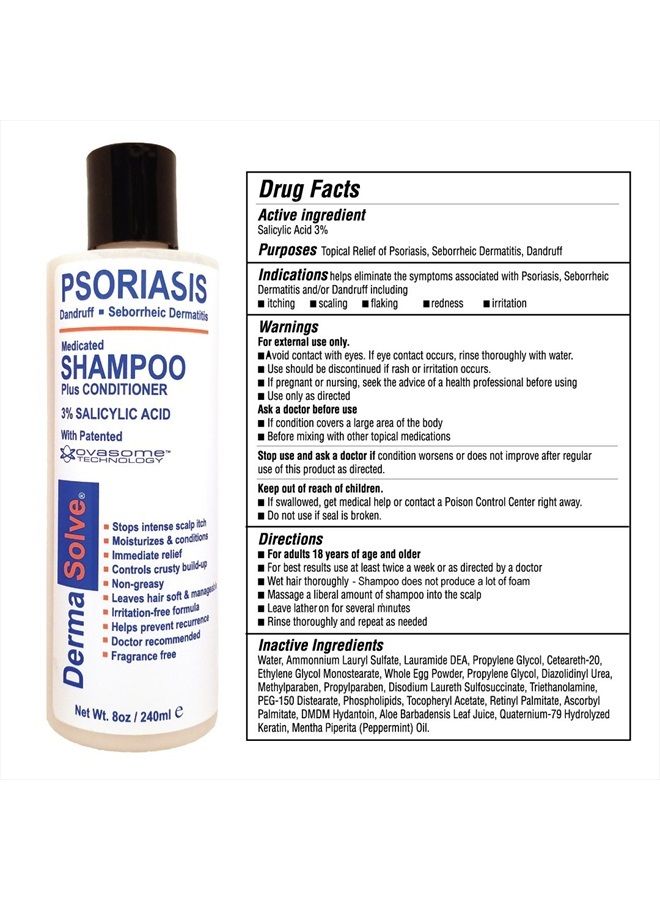 Dermasolve Scalp Psoriasis Shampoo & Conditioner (2-pack) Naturally Heals Dandruff Seborrheic Dermatitis Itchy Flakey Inflamed Skin and Provides Soothing Moisturizing Relief - two 8 oz bottles by DermaSolve - Image 5