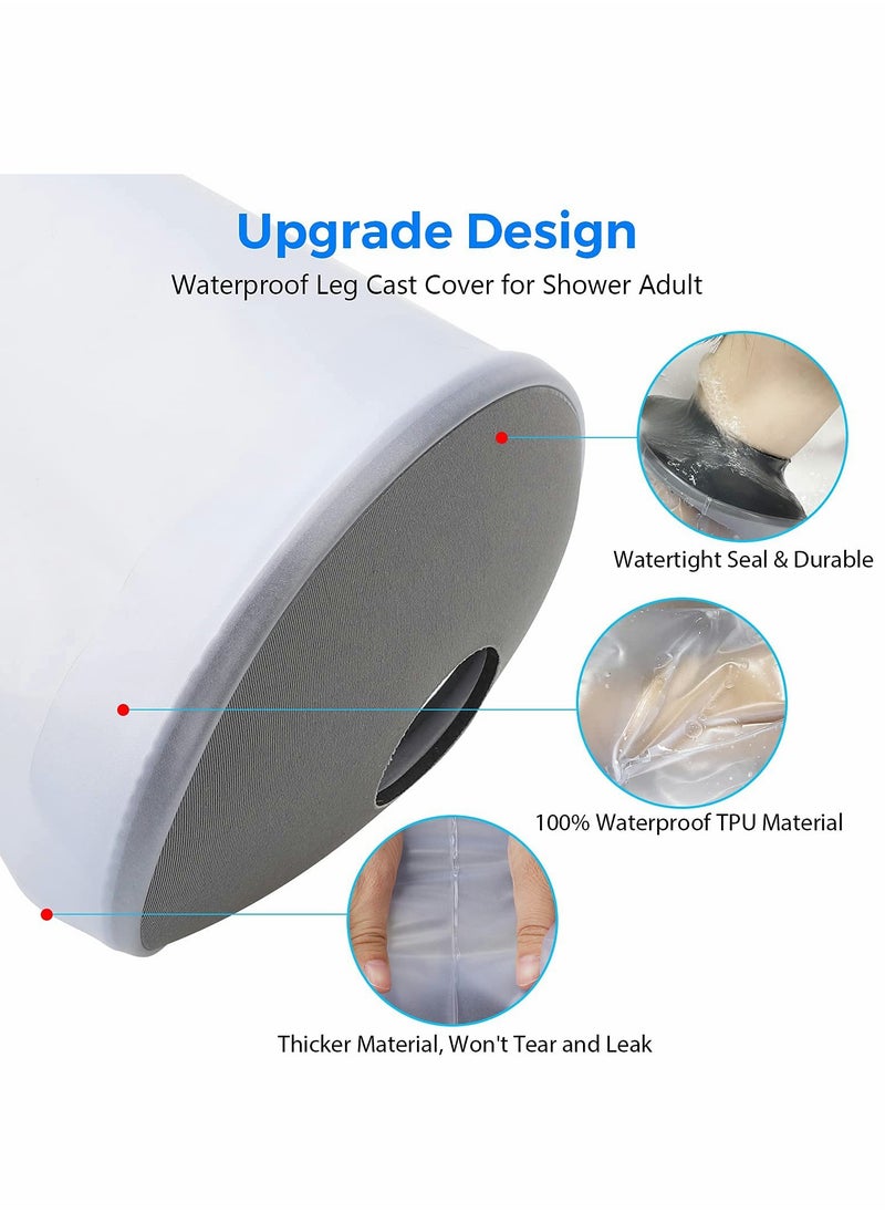 Excefore - Waterproof Leg Cast Cover for Shower Bath, Adult Full Leg Cast Shower Protector to Keep Wounds Bandages Dry, Watertight Seal Cast Cover Leg for Knee Foot Ankle Toe Surgery, No Mark on Skin Reusable - Image 1