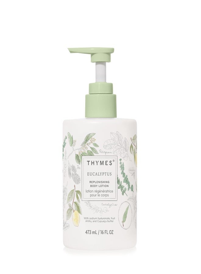 Thymes Large Replenishing Body Lotion - Moisturizing Body Lotion for Dry Skin - Scented with Notes of Eucalyptus Oil, Lemon, Petitgrain, Bergamot, Lemongrass, & Lush Fir (Eucalyptus, 16 fl oz) - Image 1