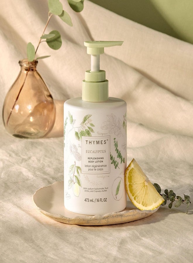 Thymes Large Replenishing Body Lotion - Moisturizing Body Lotion for Dry Skin - Scented with Notes of Eucalyptus Oil, Lemon, Petitgrain, Bergamot, Lemongrass, & Lush Fir (Eucalyptus, 16 fl oz) - Image 2