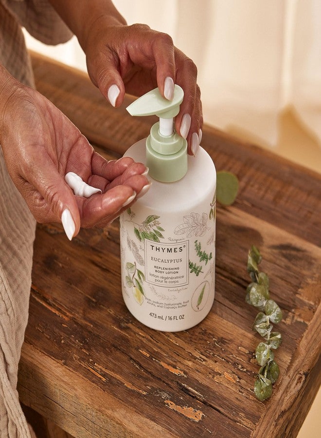 Thymes Large Replenishing Body Lotion - Moisturizing Body Lotion for Dry Skin - Scented with Notes of Eucalyptus Oil, Lemon, Petitgrain, Bergamot, Lemongrass, & Lush Fir (Eucalyptus, 16 fl oz) - Image 4