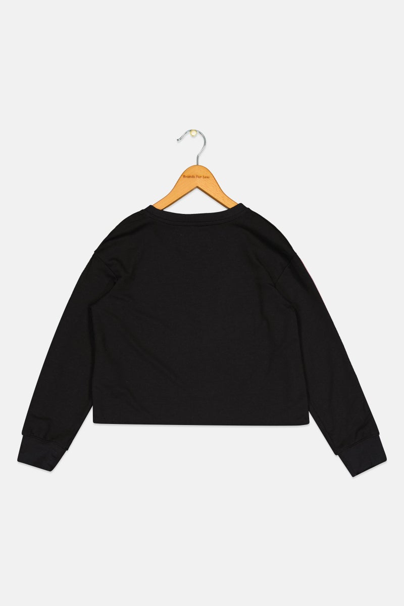 Hurley Kids Girl Sportswear Fit Brand Logo Training Sweatshirt, Black  - Image 2