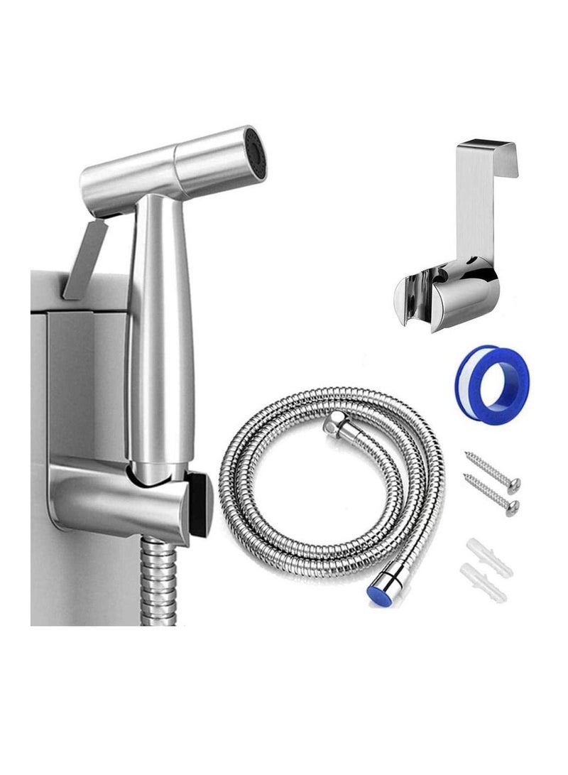 Rubik Bidet Spray Shower Handheld Sprayer for Toilet, Stainless Steel 1.5M Head Hose and Holder for Self Cleaning Muslim Shattaf Pipe Set Perfect for Bathroom Cloth Diaper Washing - Image 1