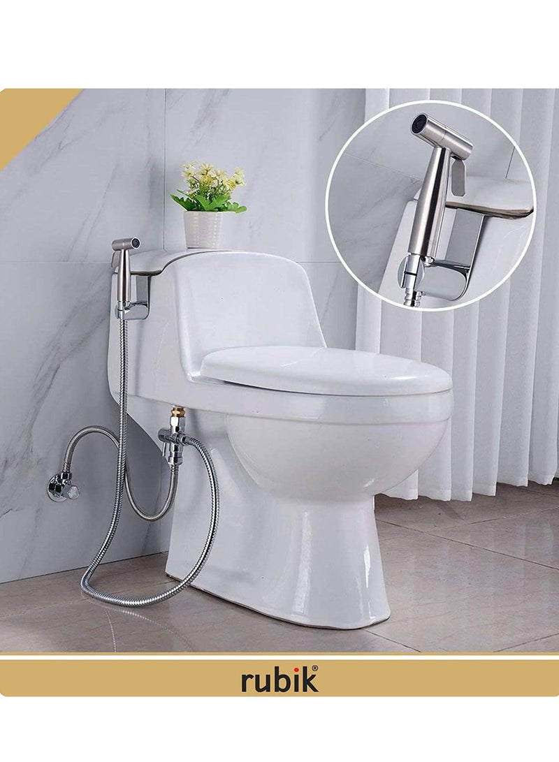 Rubik Bidet Spray Shower Handheld Sprayer for Toilet, Stainless Steel 1.5M Head Hose and Holder for Self Cleaning Muslim Shattaf Pipe Set Perfect for Bathroom Cloth Diaper Washing - Image 5