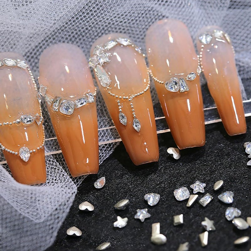 JALIYA 50pcs Shiny Zircon Rhinestones, 2-3mm Mini Nail Art Diamonds, 3D Pointed Bottom Rhinestone Multi Shapes Gemstones Crystal Nail Gems - Image 5