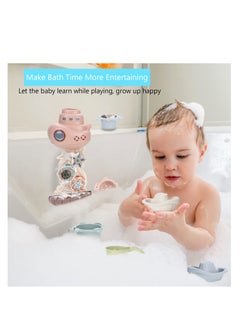 SYOSI Baby Bath Toys for Toddlers 1-3, Bathtub Water Toys for Infants 6-12 Months, Contains 4 Stacking Cups, 2 Boats 2 Whale-Shaped Spoons, Mold Free Bath Toy for Birthday Gift for Boys/Girls  - Image 3