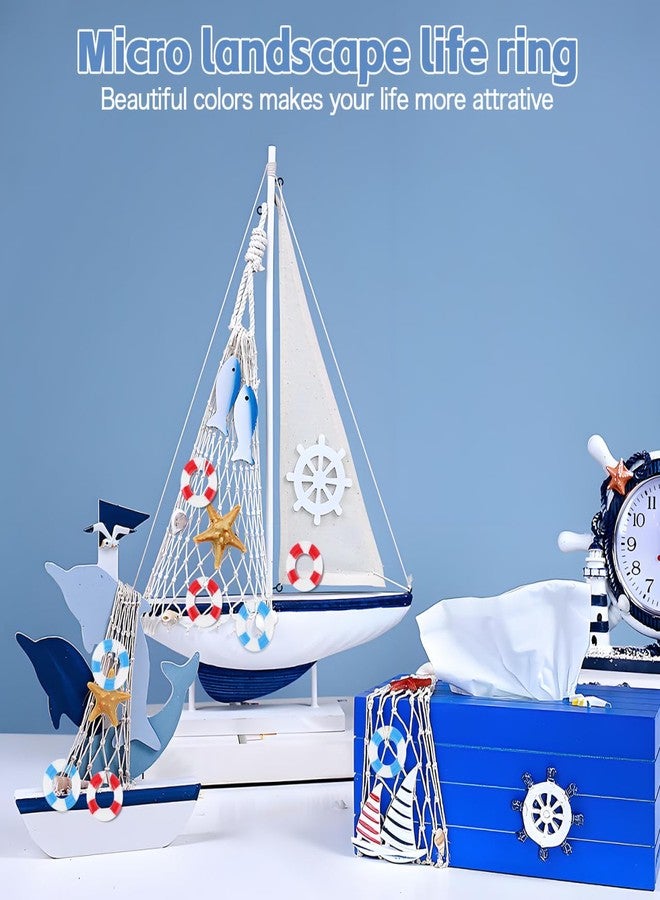 ifundom 80PCS Mini Life Ring Mini Swimming Ring Miniature Life Rings Nautical Life Buoy Landscape Swim Ring Buoy Nautical Decor Cake Decorations Dollhouse Beach Theme Decorations - Image 4