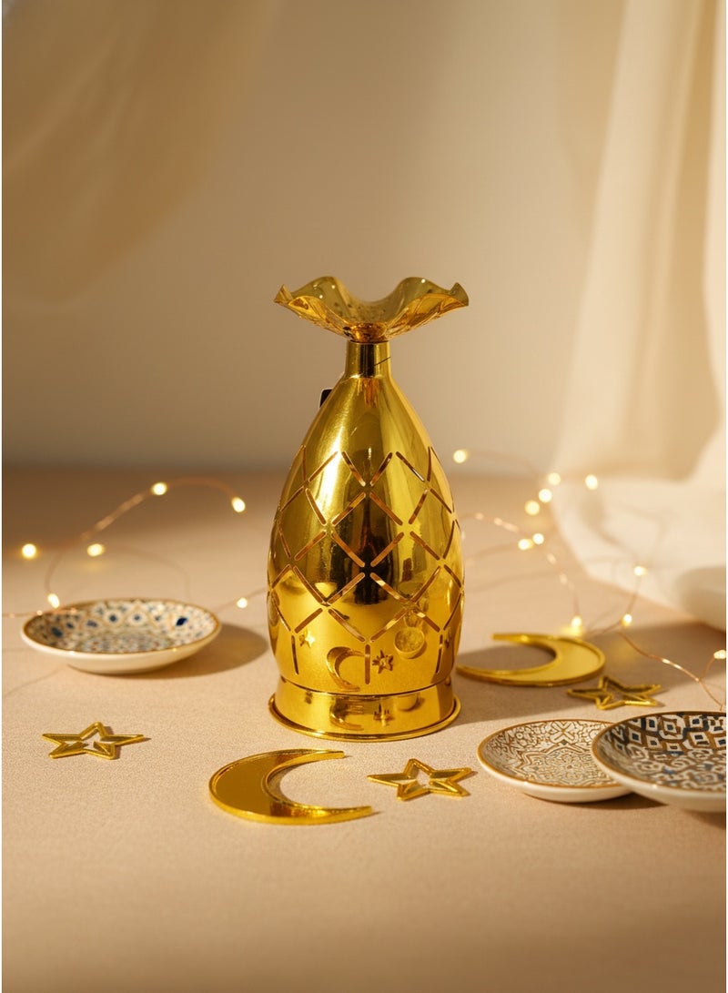 Living Gold oval decorative lantern with light - Image 1