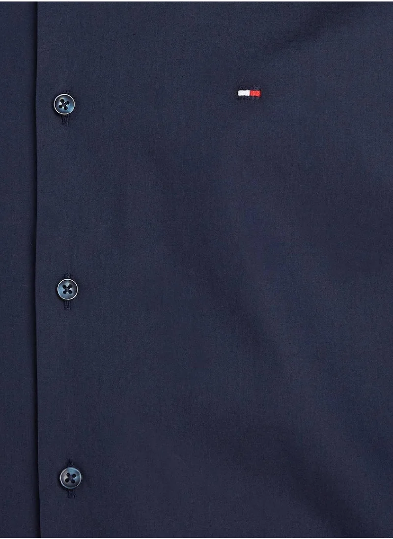 TOMMY HILFIGER Men's Flex Poplin Shirt - Cotton, Blue