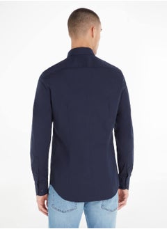 TOMMY HILFIGER Men's Flex Poplin Shirt - Cotton, Blue  - Image 3