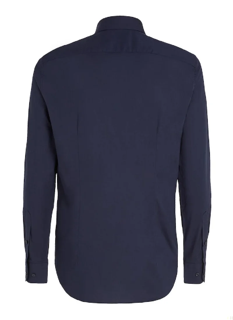 TOMMY HILFIGER Men's Flex Poplin Shirt - Cotton, Blue