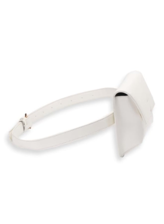 حقيبة حزام جلدية باللون الأبيض - Image 3