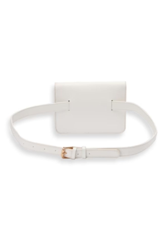 حقيبة حزام جلدية باللون الأبيض - Image 4