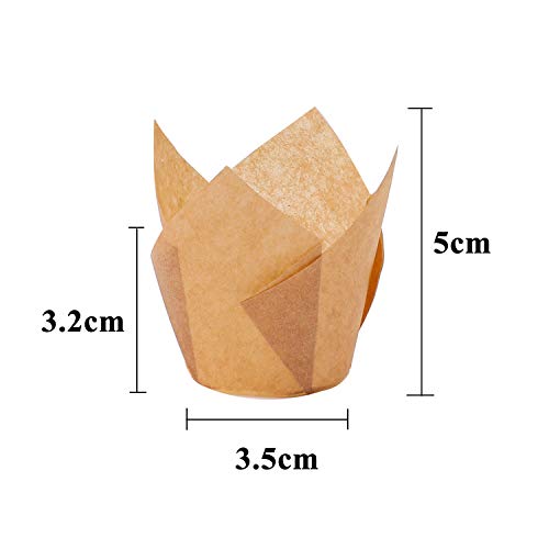Ruisita 150 Pieces Mini Baking Cups Tulip Baking Cups Cupcake Liners Muffin Liners for Wedding, Birthday, Christmas, Baby Shower Parties (Natural) - Image 2