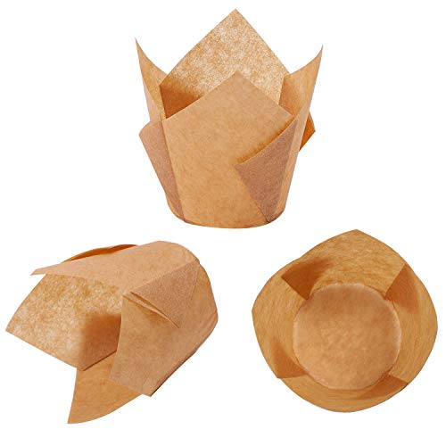 Ruisita 150 Pieces Mini Baking Cups Tulip Baking Cups Cupcake Liners Muffin Liners for Wedding, Birthday, Christmas, Baby Shower Parties (Natural) - Image 4