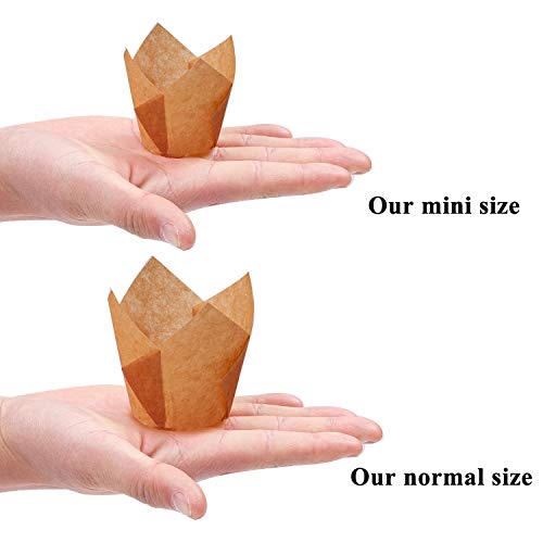 Ruisita 150 Pieces Mini Baking Cups Tulip Baking Cups Cupcake Liners Muffin Liners for Wedding, Birthday, Christmas, Baby Shower Parties (Natural) - Image 3