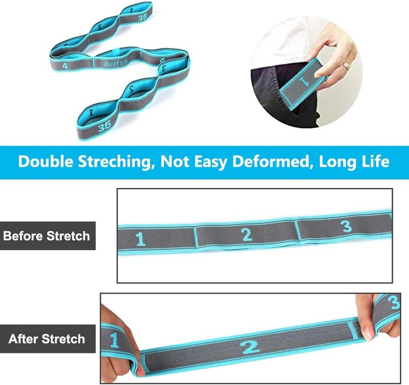 Dehub Stretch Strap, Elastic Yoga Stretching Strap, Multi-Loop for Physical Therapy, Pilates, Yoga, Dance & Gymnastics Exercise and Flexible Pilates Stretch Band - Image 3