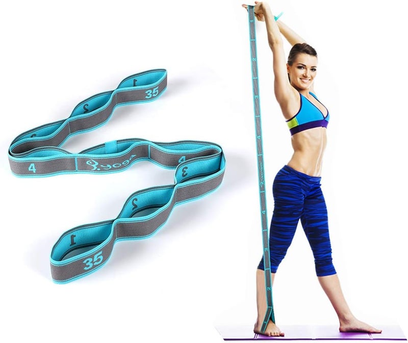 Dehub Stretch Strap, Elastic Yoga Stretching Strap, Multi-Loop for Physical Therapy, Pilates, Yoga, Dance & Gymnastics Exercise and Flexible Pilates Stretch Band - Image 1
