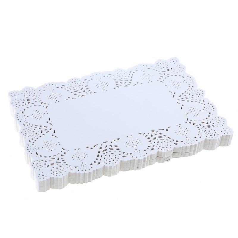 DECORA 9X6.5 Inch Rectangle White Paper Doilies for Birthday Party Wedding Tableware Decoration,Pack of 200 - Image 1