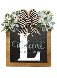 Y&D Welcome Sign Creative Bowknot Letter Wreath In Front Of The Door Outdoor Decoration Props For The Courtyard 35x40CM  - Image 1