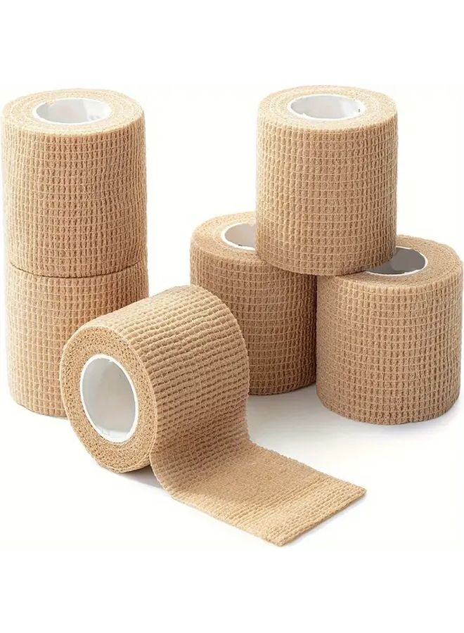 Light Beige Self-Adhesive Bandage Wraps 6pcs Elastic Muscle Support for Home Travel Office Use - Image 1