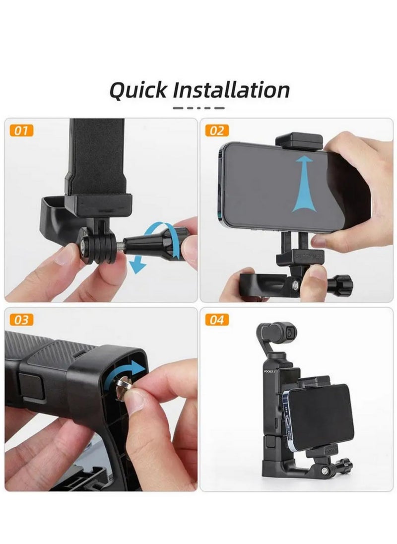 Generic - Expansion Phone Clip Holder for DJI OSMO Pocket 3 Front Smartphone Bracket with 1/4 Screw Adapter Compatible with Pocket 3 Camera - Image 1