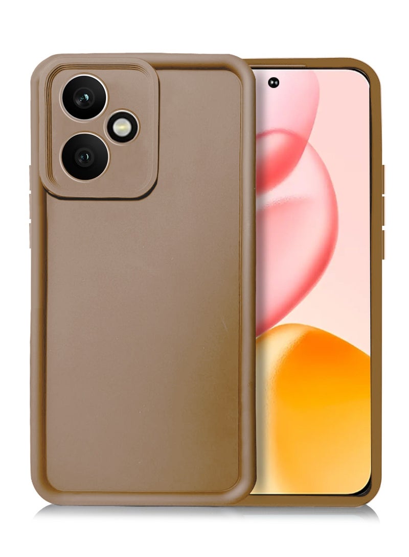 Wtech Honor 400 5G 2025 Premium Soft Liquid Silicone Full Protective Raised Lips Edges and Camera Case Cover (MCRPSN) - Brown - Image 1