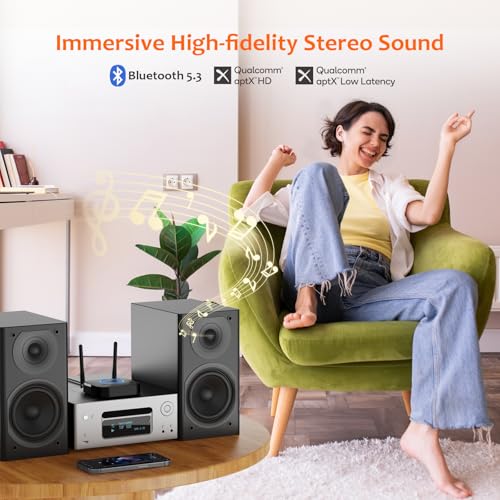 1mii Upgraded 1Mii B06Pro Long Range Bluetooth Receiver HiFi Wireless Audio Adapter Bluetooth 53 Receiver with 3D Surround aptX HD Low Latency Optical RCA AUX 35mm Coaxial for Home Stereo System - Image 3