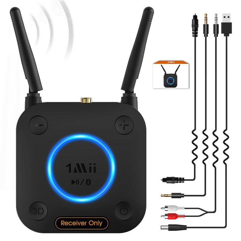 1mii Upgraded 1Mii B06Pro Long Range Bluetooth Receiver HiFi Wireless Audio Adapter Bluetooth 53 Receiver with 3D Surround aptX HD Low Latency Optical RCA AUX 35mm Coaxial for Home Stereo System - Image 2