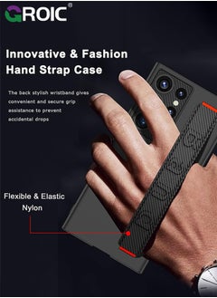 GROIC Compatible for Samsung Galaxy S24 Ultra 6.8" Case with PU Wrist Strap Holder, Stand Kickstand Case and Camera Lens Protective Cover Drop Protective Slim Hard Shockproof Case  - Image 2
