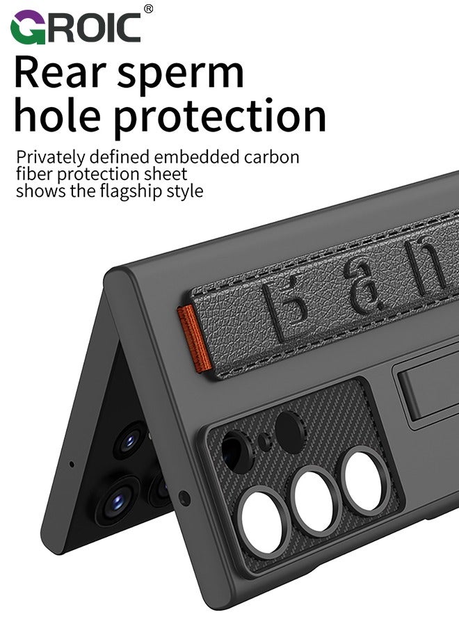 GROIC متوافق مع حافظة سامسونج جالاكسي S24 الترا 6.8 بوصة مع حامل حزام معصم من البولي يوريثان، وحافظة بمسند وغطاء واقٍ لعدسة الكاميرا، حافظة عسكرية رفيعة مقاومة للصدمات - Image 5