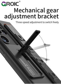 GROIC Compatible for Samsung Galaxy S24 Ultra 6.8" Case with PU Wrist Strap Holder, Stand Kickstand Case and Camera Lens Protective Cover Drop Protective Slim Hard Shockproof Case  - Image 3
