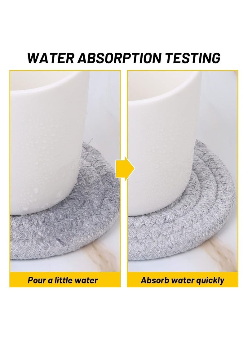 Y&D 3 Pcs Drink Absorbent Coasters for Potholders Trivets Cotton Woven Set Home Decor Tabletop Protection Stylish Hot Mats Cooking and Baking 7 Inches  - Image 2