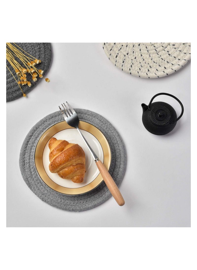 Y&D 3 Pcs Drink Absorbent Coasters for Potholders Trivets Cotton Woven Set Home Decor Tabletop Protection Stylish Hot Mats Cooking and Baking 7 Inches  - Image 4