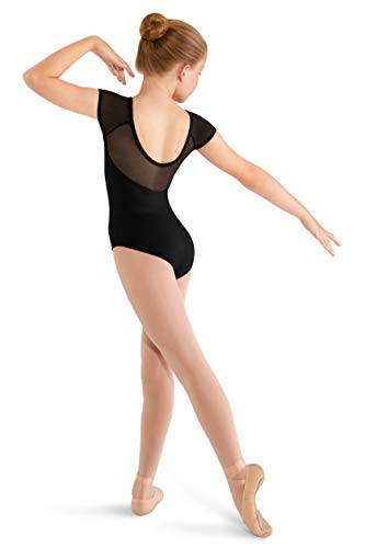 Mirella Girls Soft Mesh Cap Sleeve Dance Leotard, Black, 8-10 - Image 2