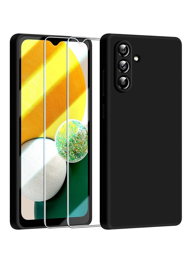 ELTRAZONE 3 in 1 for Samsung Galaxy A13 5G case, with 2 Pack Screen Protector, Camera Protection，Liquid Silicone Slim Shockproof Protective Phone Case [Microfiber Lining] (Black) - Image 1