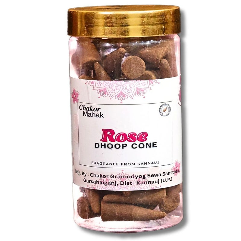 Chakor Mahak, Dhoop Cone, Fragrance from Kannauj, Pack of 2, 100 GMS Each (Rose & Rose) - Image 3