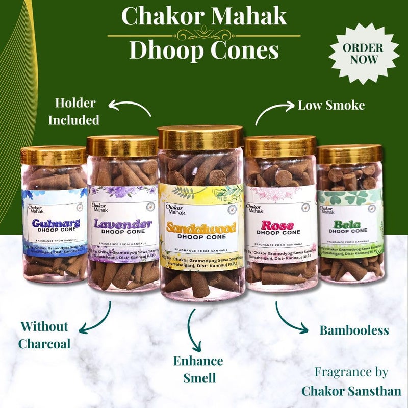 Chakor Mahak, Dhoop Cone, Fragrance from Kannauj, Pack of 2, 100 GMS Each (Rose & Rose) - Image 4