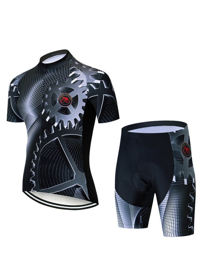 Tileyi New Gear Cycling Short Sleeve Suit Breathable Side Stripes Short Sleeve Bib Cycling Jersey Authorizable