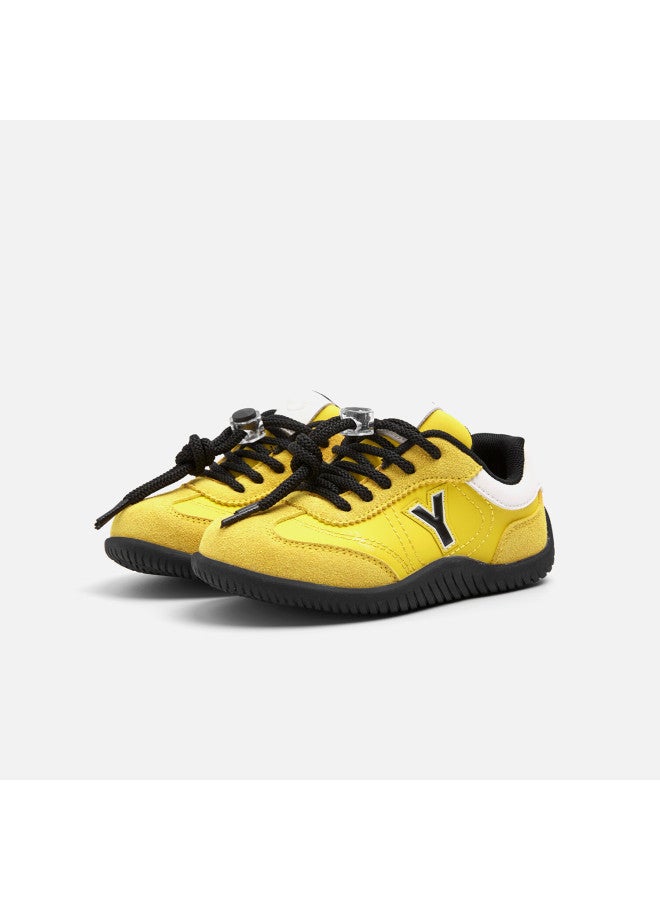 Yearcon Kids  Spring Girls Sports Shoes Soft Sole Boys Training Shoes Colorblock Children's Shoes Yellow Size 29