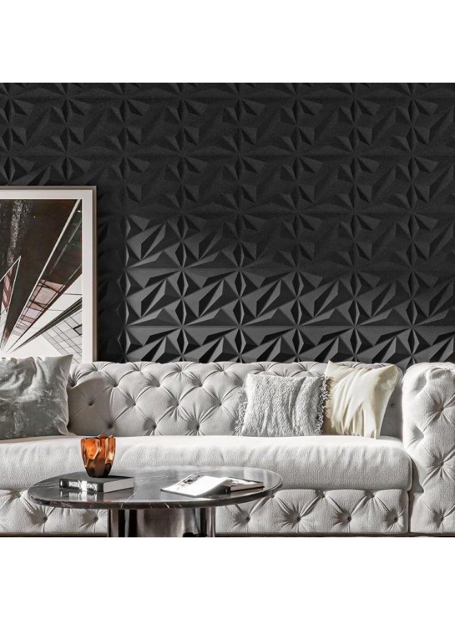 Tiokkss Wallpanels 20 Pack 3D Wall Panel Diamond for Interior Wall Décor, PVC Flower Textured Wall Panels for Living Room Lobby Bedroom Hotel Office, Black, 12''x12'' Cover 32.Sq.Ft. - Image 4