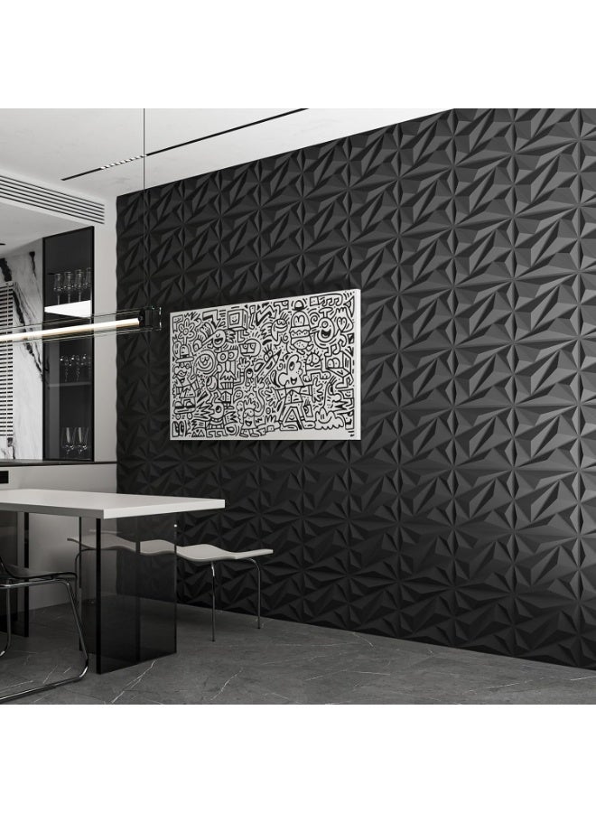 Tiokkss Wallpanels 20 Pack 3D Wall Panel Diamond for Interior Wall Décor, PVC Flower Textured Wall Panels for Living Room Lobby Bedroom Hotel Office, Black, 12''x12'' Cover 32.Sq.Ft. - Image 5