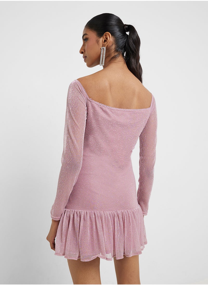 Jaded Rose Pleated Long Sleeve Square Neck Mini Dress  - Image 2