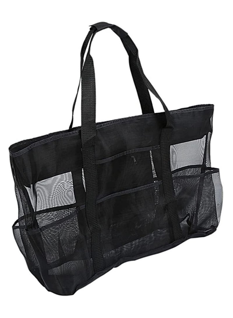 8 Pockets Summer Large Beach Bag for Towels Mesh Durable Beach Bag for Toys Waterproof Underwear Pocket Beach Tote Bag 70*18*45cm  - Image 5
