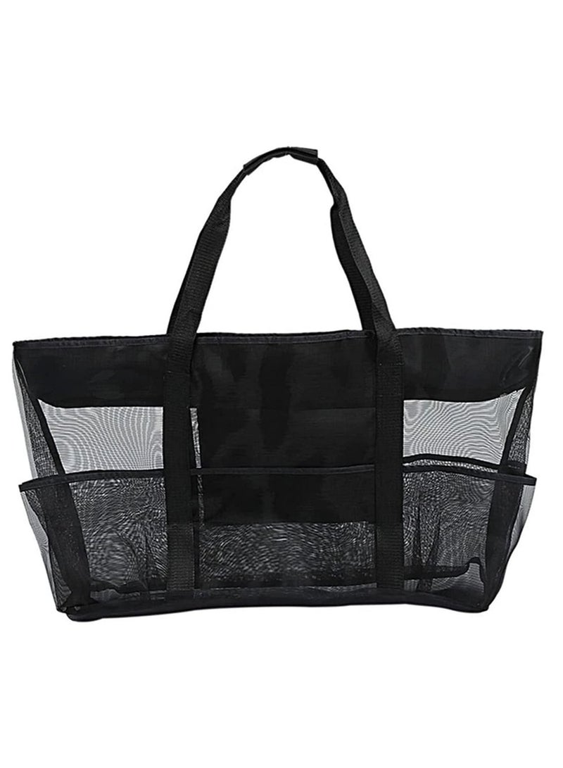 8 Pockets Summer Large Beach Bag for Towels Mesh Durable Beach Bag for Toys Waterproof Underwear Pocket Beach Tote Bag 70*18*45cm  - Image 1