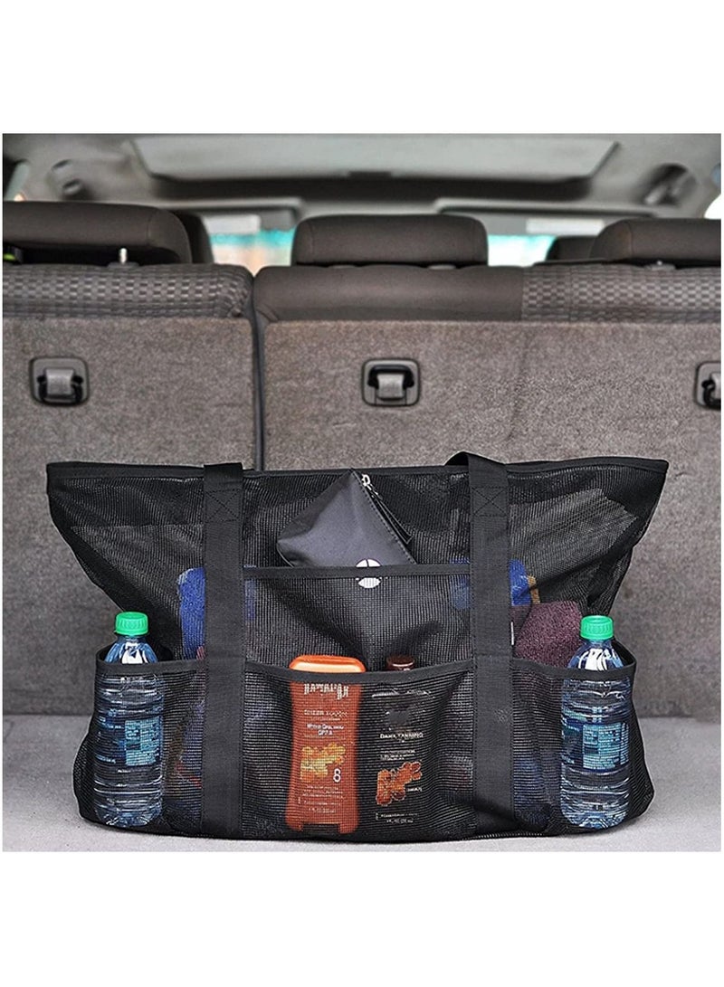 8 Pockets Summer Large Beach Bag for Towels Mesh Durable Beach Bag for Toys Waterproof Underwear Pocket Beach Tote Bag 70*18*45cm  - Image 3