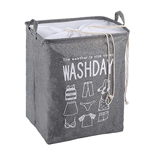 VALAMJI VALAMJI Washday Bag Foldable and Collapsible Laundry Bag Washing Bin Dirty Clothes Basket Large Hamper Basket with Carry Handle and Drawstring closure 75L Grey 1PCS  - Image 1